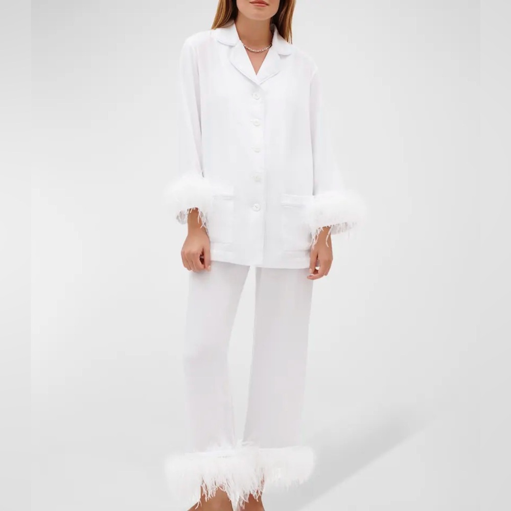 Sleeper Double Feather-Trim Party Pajama Set